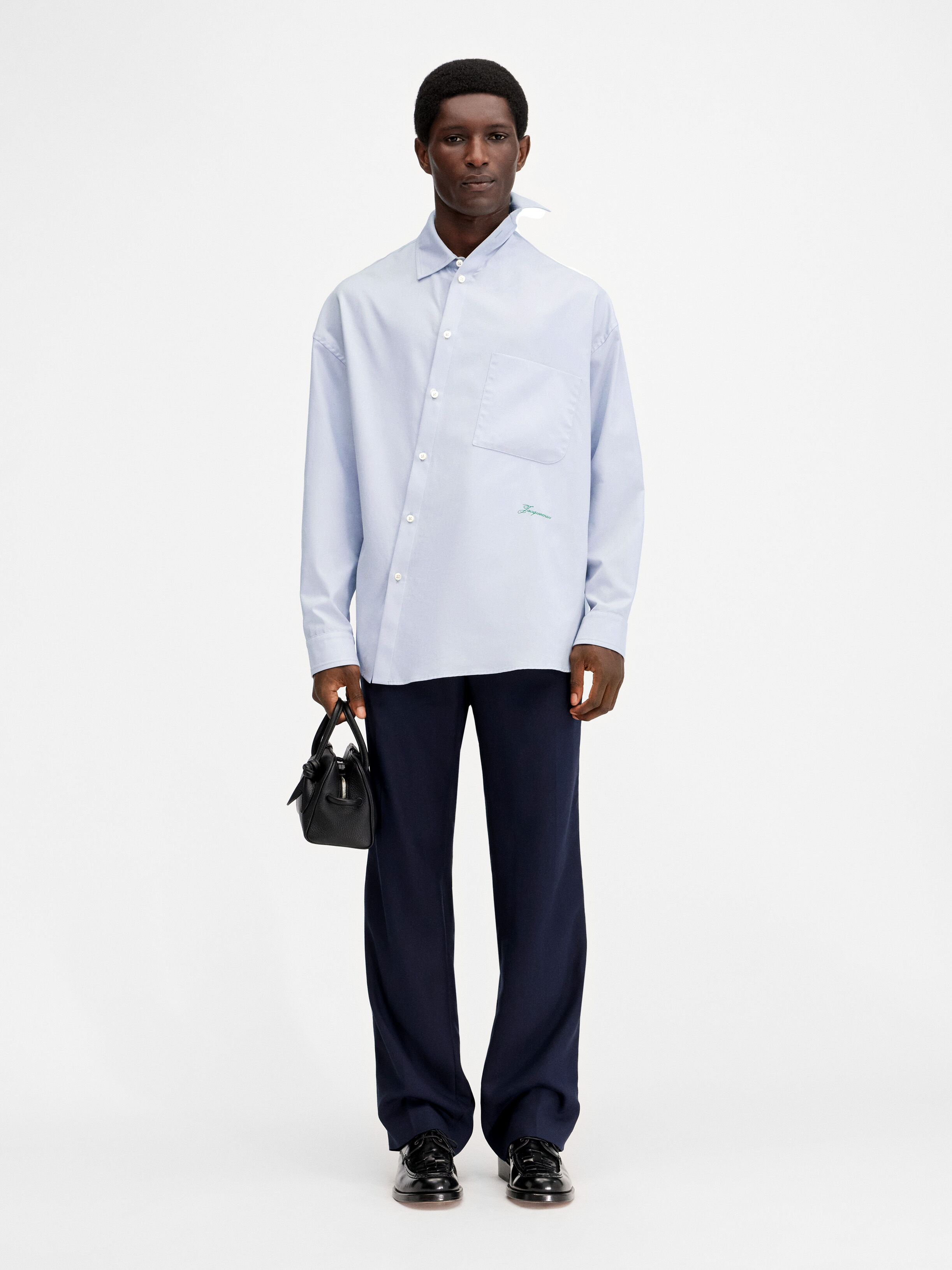 

Асимметричная рубашка JACQUEMUS The Cuadro shirt, цвет Light Grey