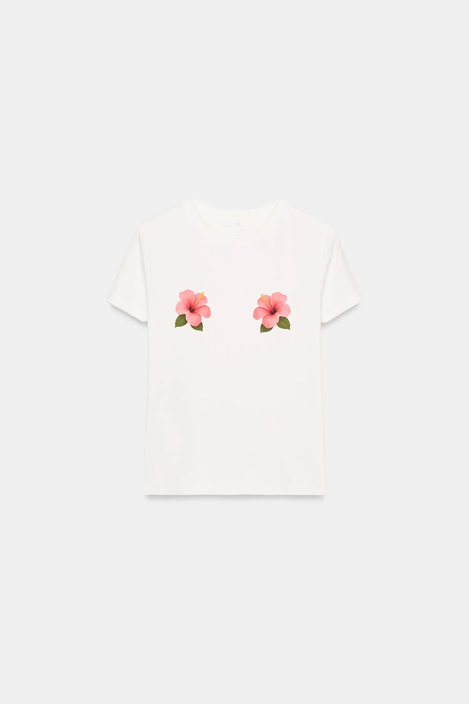 Футболка с коротким рукавом и цветочным принтом Zara, белый — фото 3
