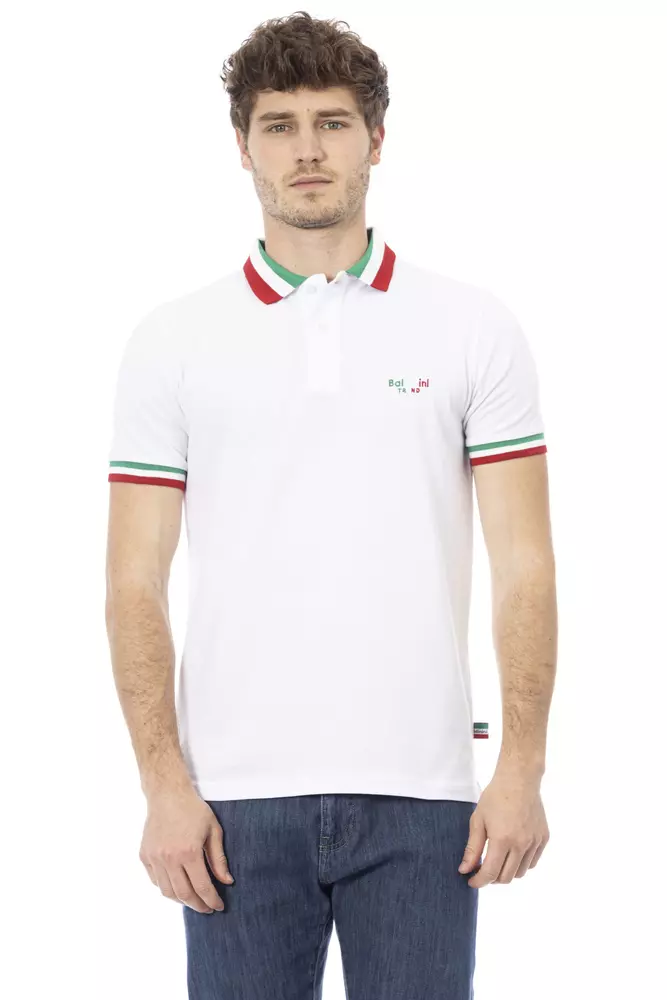 

Белая хлопковая мужская рубашка поло Baldinini Trend, White