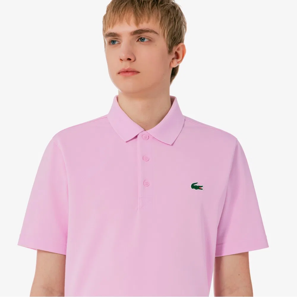 Мужская базовая футболка-поло Lacoste, розовая — фото 2
