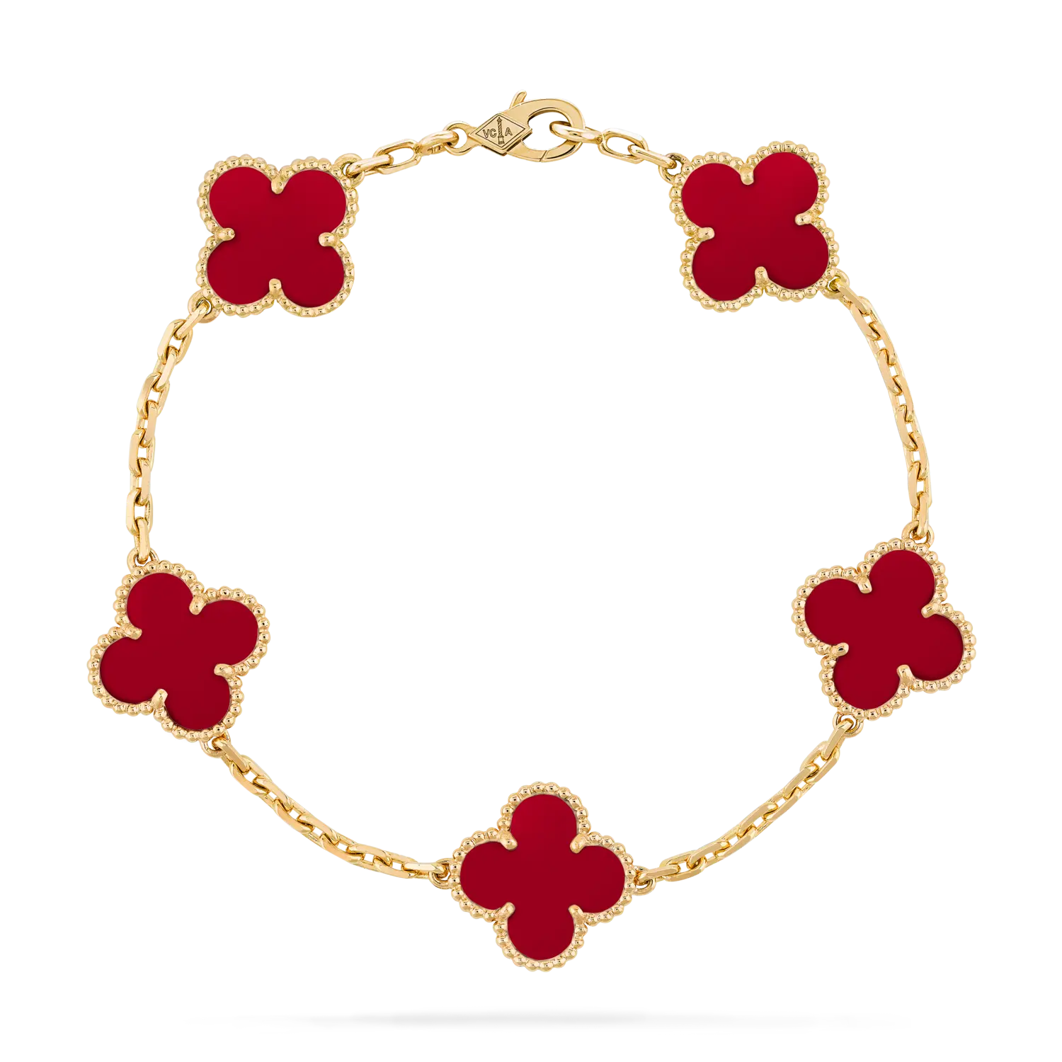 

Браслет Van Cleef & Arpels Vintage Alhambra, 5 мотивов, 18-ct желтое золото, сердолик