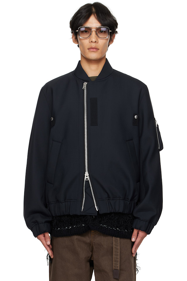 

Блузон-бомбер из костюмной ткани Sacai, синий