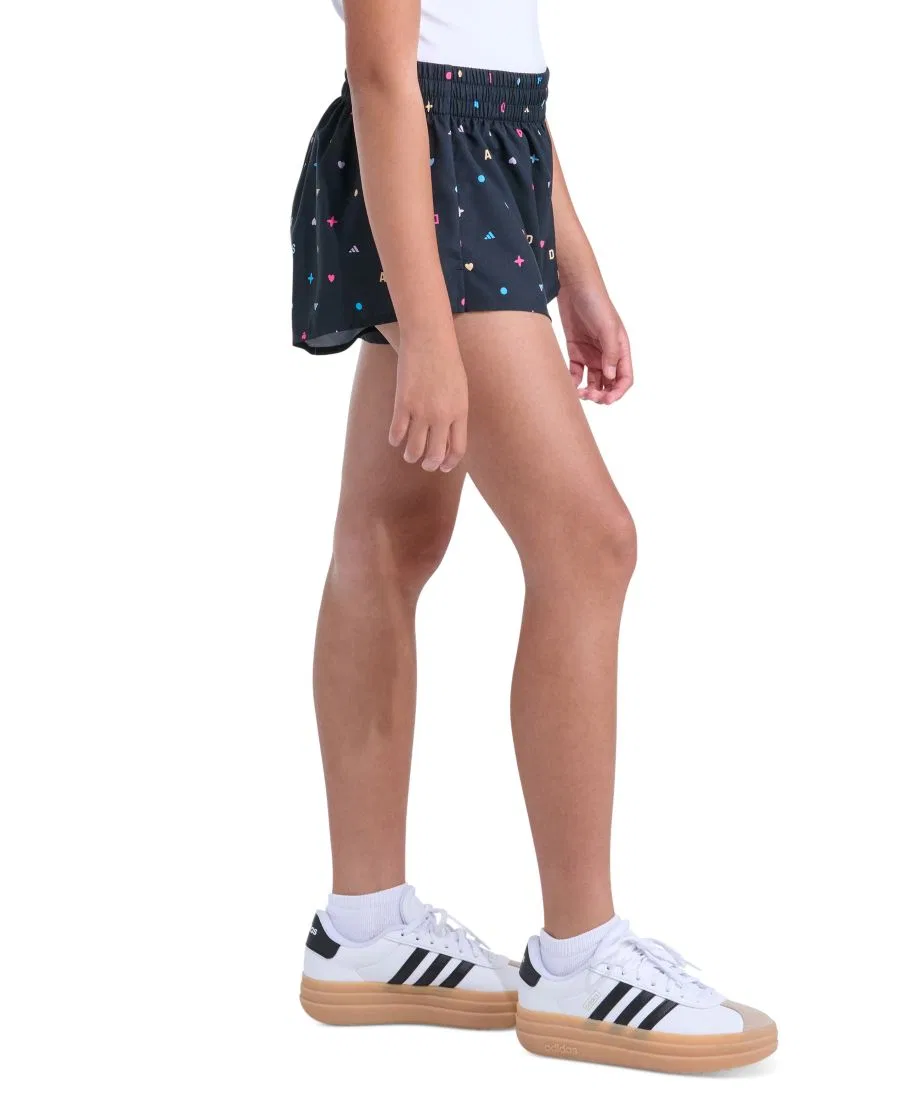 Детские шорты с эластичным поясом и принтом, размер 8-16, для девочек Adidas, темно-синий/розовый — фото 3