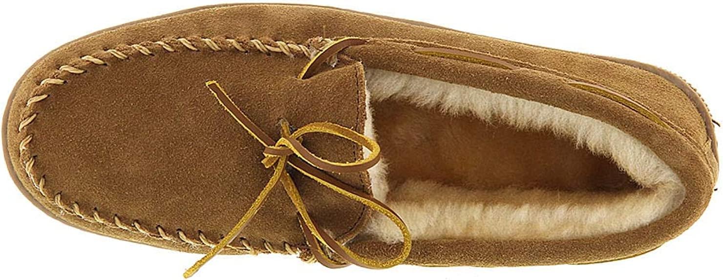 Мужские мокасины Minnetonka с жесткой подошвой из овчины, Golden Tan — фото 2