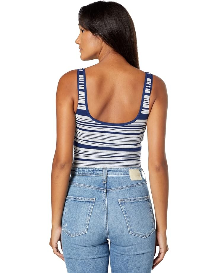 

Боди Yummie Ruby Scoop Neck Shaping Thong Bodysuit, цвет Grey Heather/Medieval Blue Stripe
