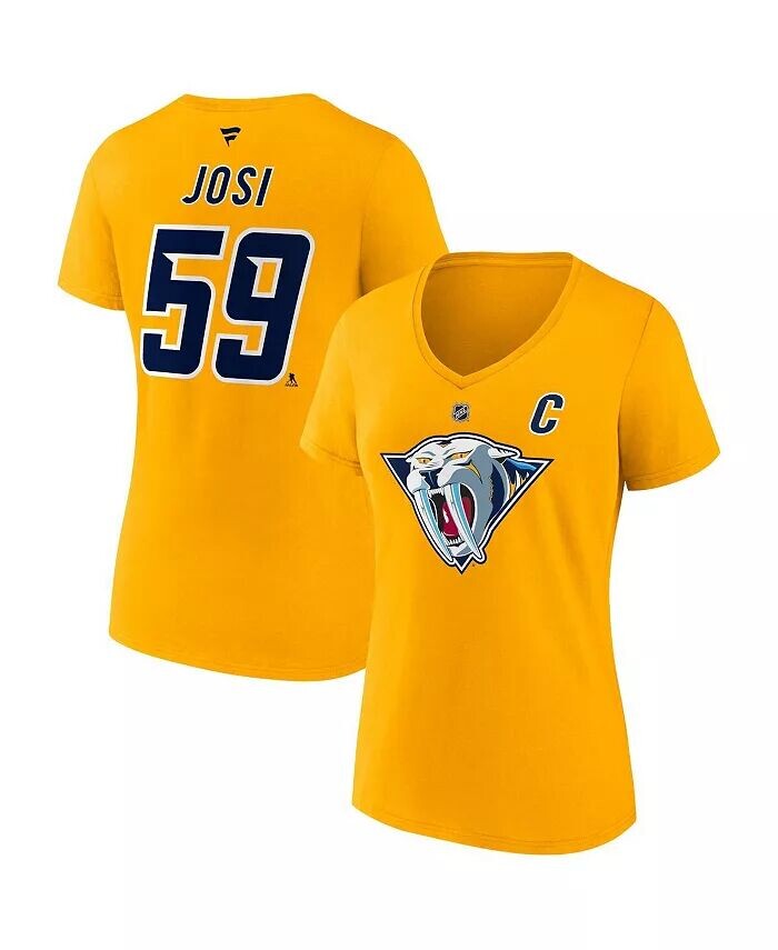 

Женская желтая футболка Roman Josi Nashville Predators Special Edition 2.0 с именем и номером и v-образным вырезом Fanatics
