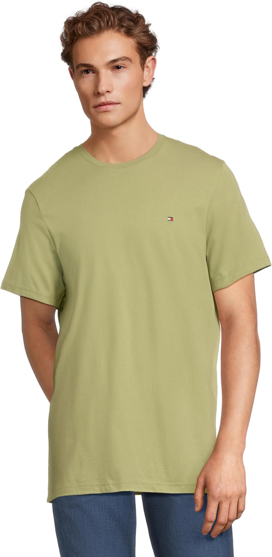 

Футболка Tommy Hilfiger Short Sleeve Core Flag Crew Neck Tee, цвет Green Stone