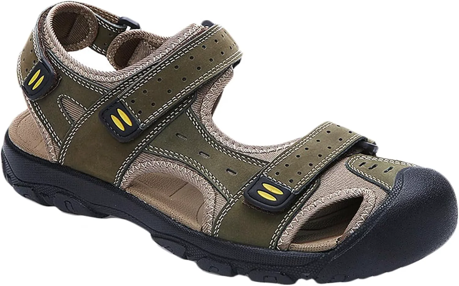 

Мужские спортивные сандалии для активного отдыха, походные сандалии с закрытым носком, кожаные сандалии для спорта, прогулок по тропам, повседневные сандалии, водные тапочки HNVAVQ