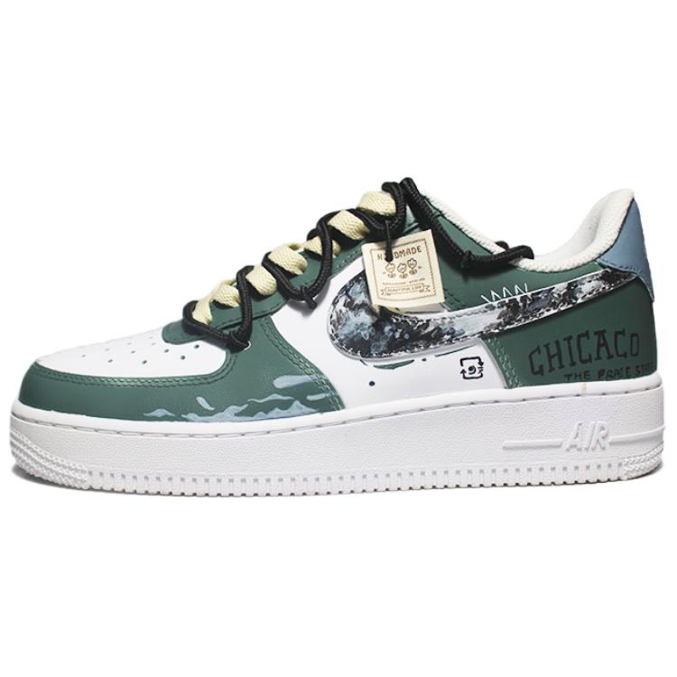 

Nike Кроссовки Air Force 1 Light Ink Matte Anti-Slip с низким верхом, износостойкие, мужские, белые, зеленые