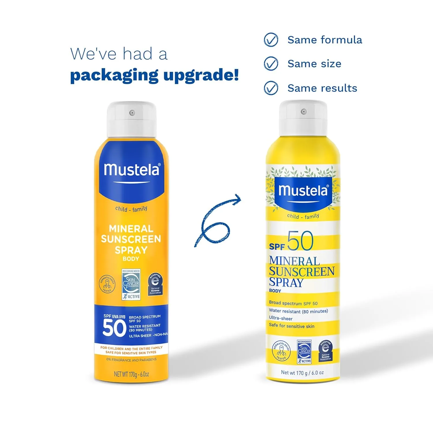 Детский минеральный солнцезащитный спрей Mustela SPF 50 широкого спектра действия - солнцезащитный спрей для тела для чувствительной кожи - водостойкий и без отдушек - 173 мл. — фото 2