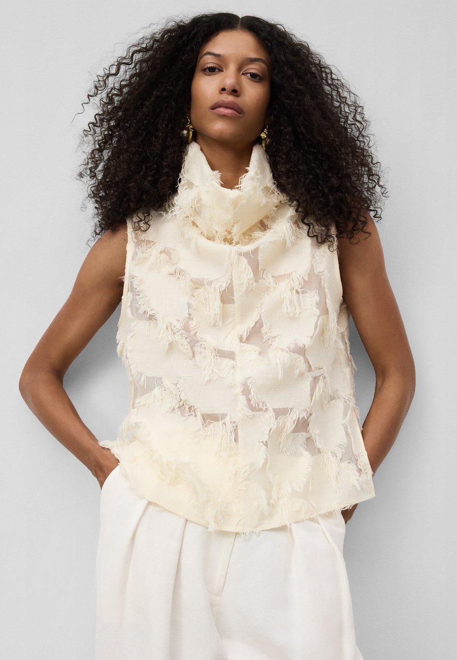 

Топ ADOLFO DOMINGUEZ SEMI-SHEER WITH FRINGE DETAILS, Ecru/Off-White