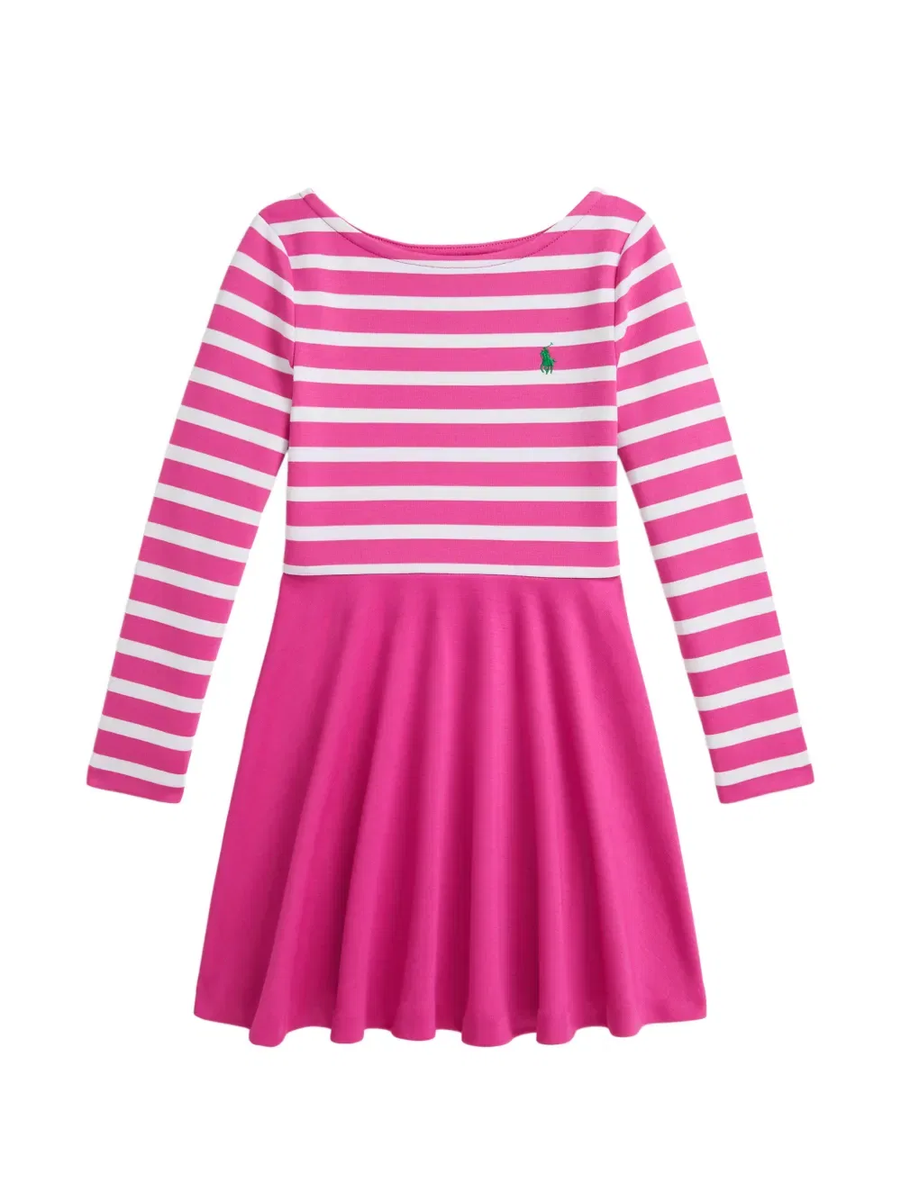 Платье в полоску с вышивкой в виде пони Polo Ralph Lauren Kids, розовый