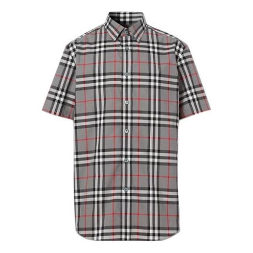 

Рубашка men's plaid shirt gray Burberry, серый