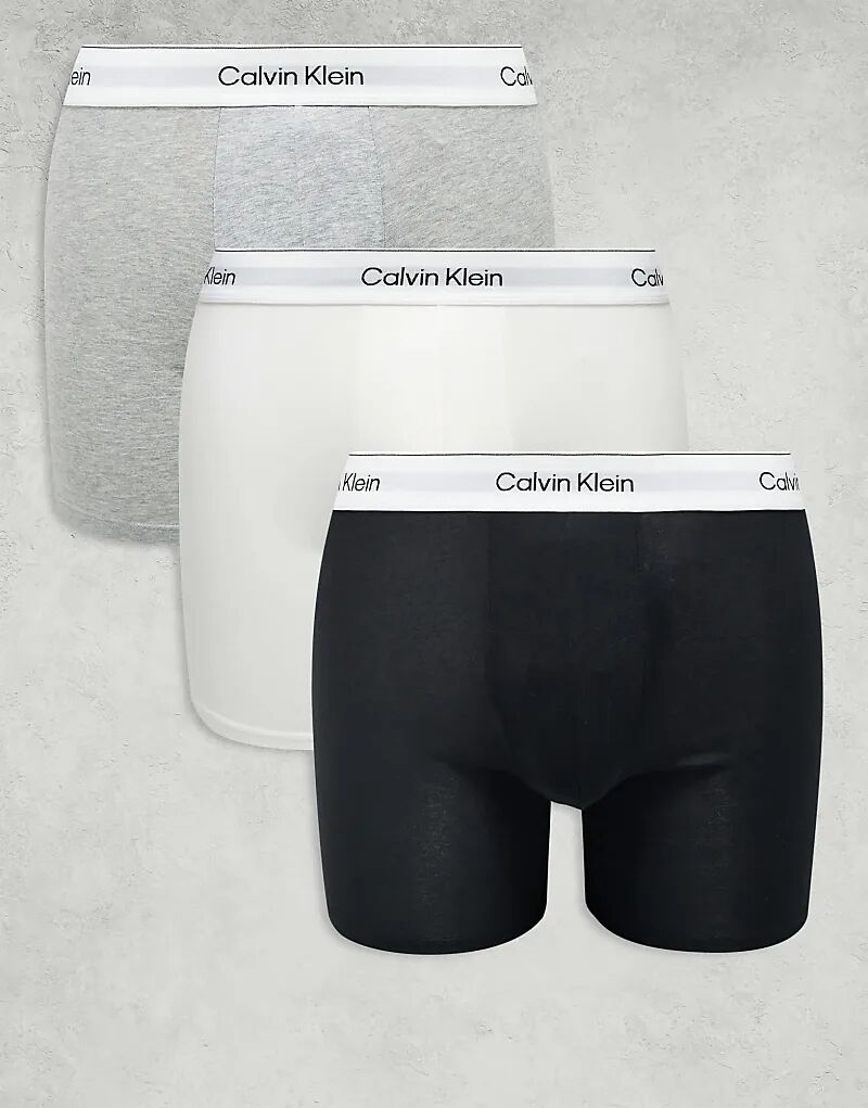 

Комплект из 3 трусов-боксеров Calvin Klein Icon Cotton Stretch серого, белого и черного цветов