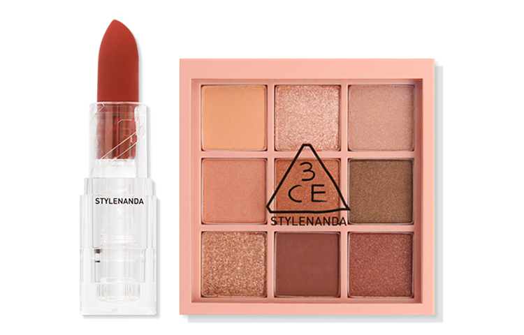 

Прозрачная коллекция наборов для макияжа легко растушевывающаяся бархатная матовая помада+палитра теней 3CE