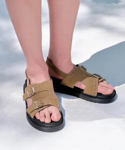 Мужские сандалии SHOEHI с перфорацией и ремешком чёрные — фото 2