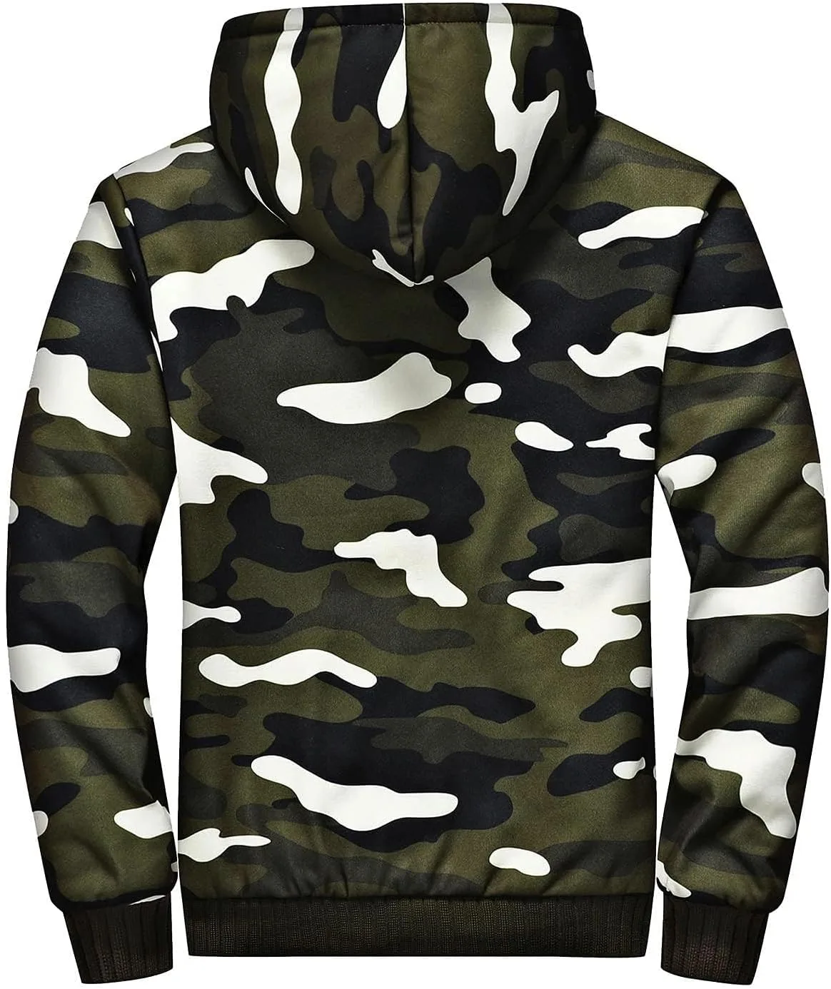 Мужская толстовка на молнии с флисовой подкладкой и меховой подкладкой, кардиган на молнии, плотная зимняя теплая куртка Generic, зеленый — фото 2