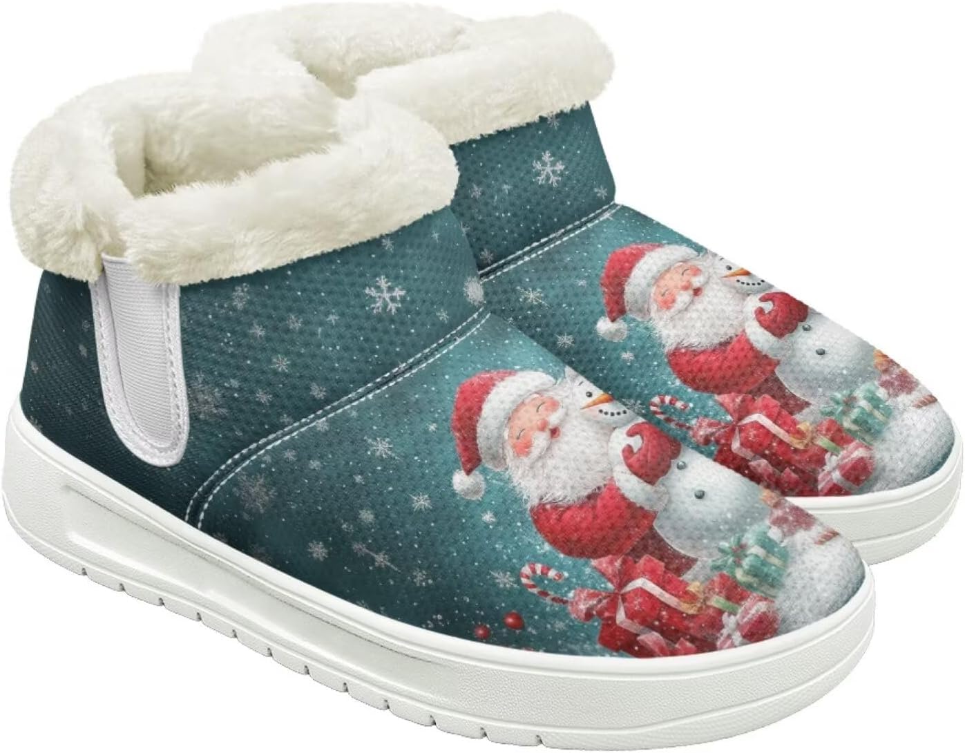 

Женские пушистые зимние сапоги для снега, утепленные флисом, удобные, теплые, водоотталкивающие, для женщин и мужчин Cugasmaru, Christmas Santa