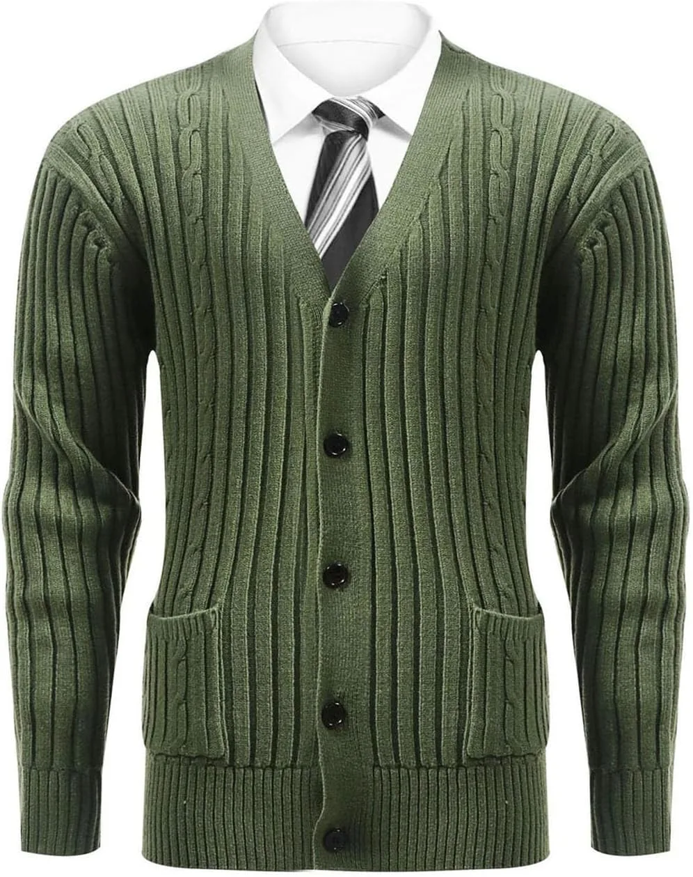 

Мужской кардиган Cambkatl с V-образным вырезом, длинными рукавами и карманами