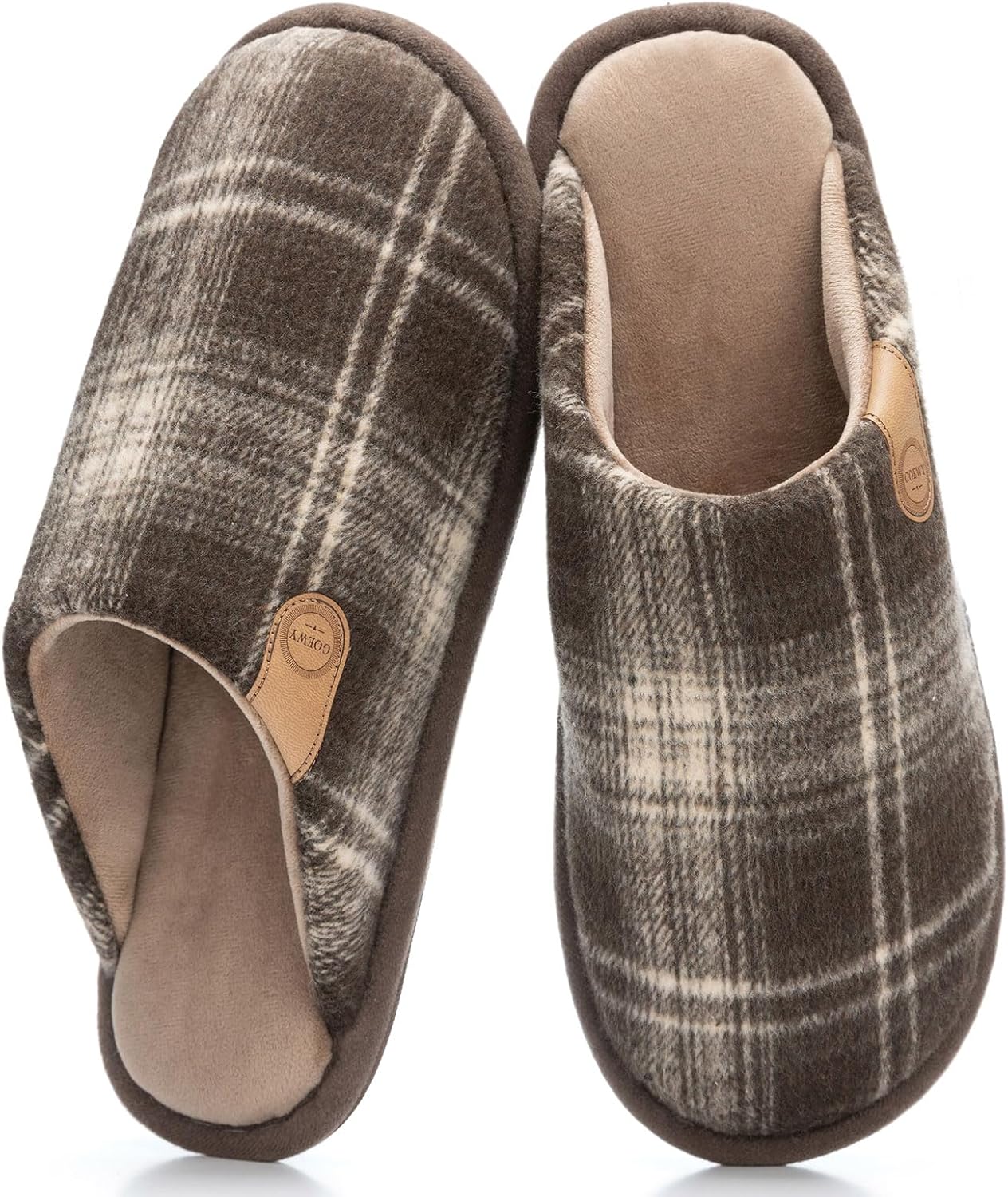 

Мужские тапочки для дома, теплые мягкие хлопковые тапочки для мужчин с эффектом памяти, подарок для мужчин, папы Goewy, коричневый