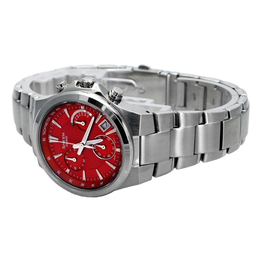

Часы CASIO SHEEN Series Waterproof Silver/ Sports Red Analog, красный
