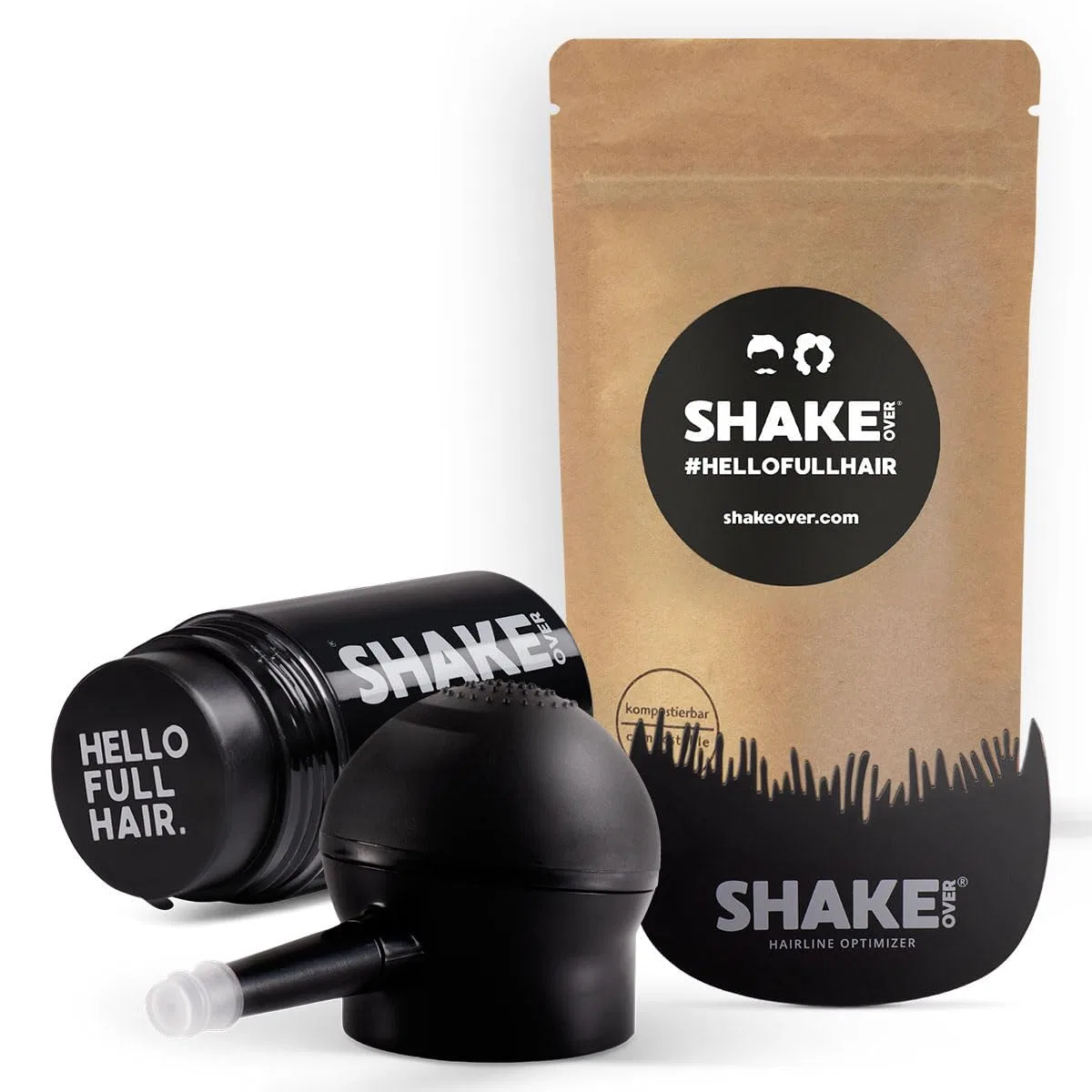 Веганский набор для утолщения волос SHAKE OVER с волокнами, обогащенными цинком (12 г и 30 г, светло-коричневый) Shake Over, 5_Light Brown