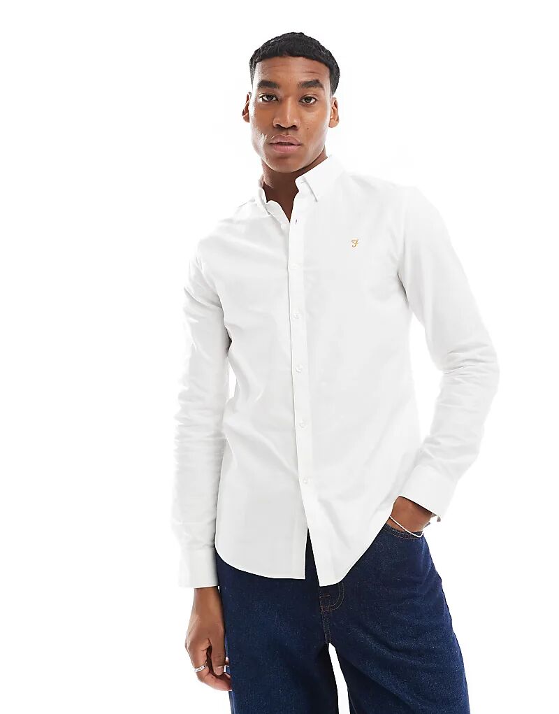 

Рубашка Brewer slim fit Oxford с длинными рукавами белого цвета Farah
