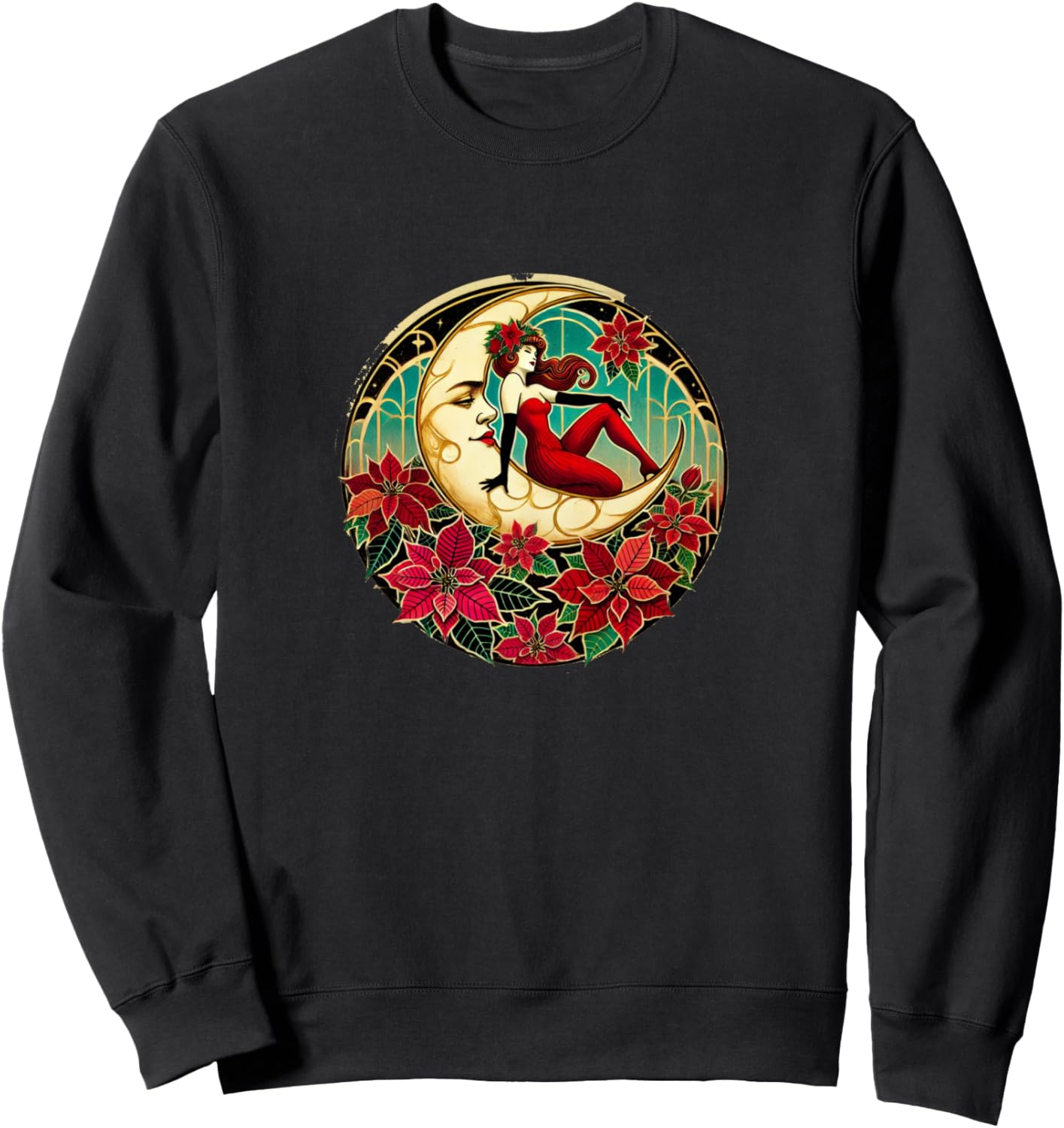 

Рождественская пуансеттия, пин-ап, арт-нуво, сексуальная пин-ап девушка, толстовка Vintage Pinups Love Snugg, черный