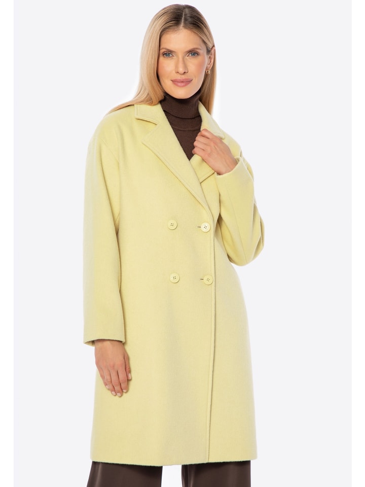 

Двубортное женское шерстяное пальто желтого цвета Wittchen