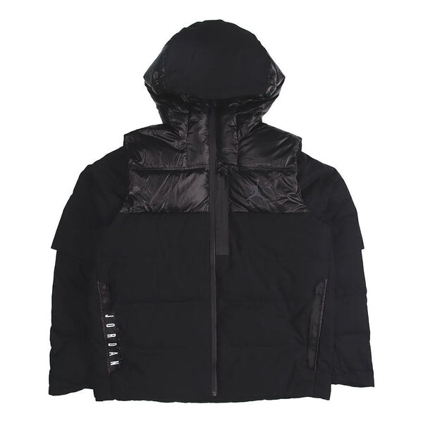 

Пуховик Air Jordan protection against cold Stay Warm hooded Basketball Sports Down Jacket Black, черный