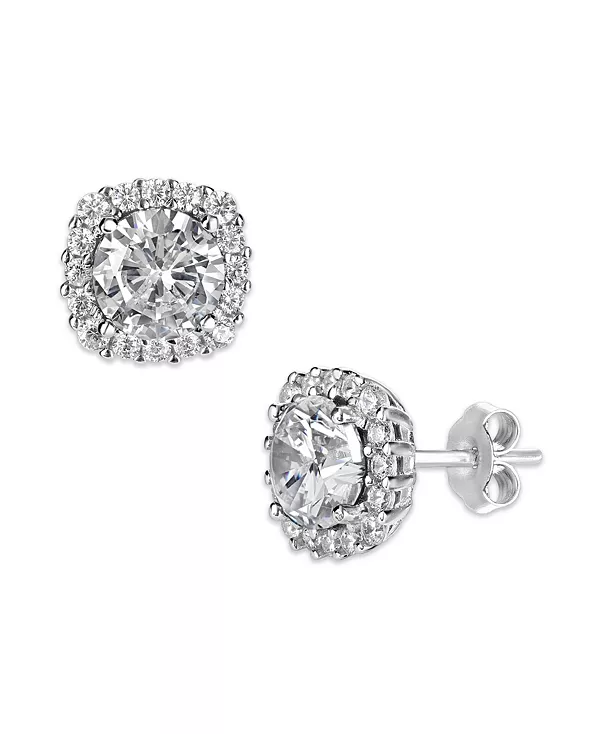 

Серьги-Гвоздики в форме кушон из разноцветного кубического циркония из стерлингового серебра Giani Bernini, white