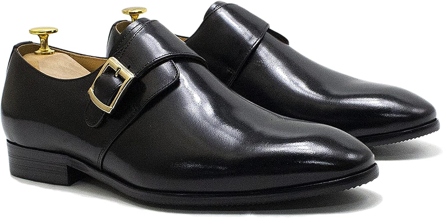 

Мужские классические лоферы из настоящей кожи с пряжкой Monk, мокасины на каждый день и для свадебных мероприятий, черные, размер 39 Generic