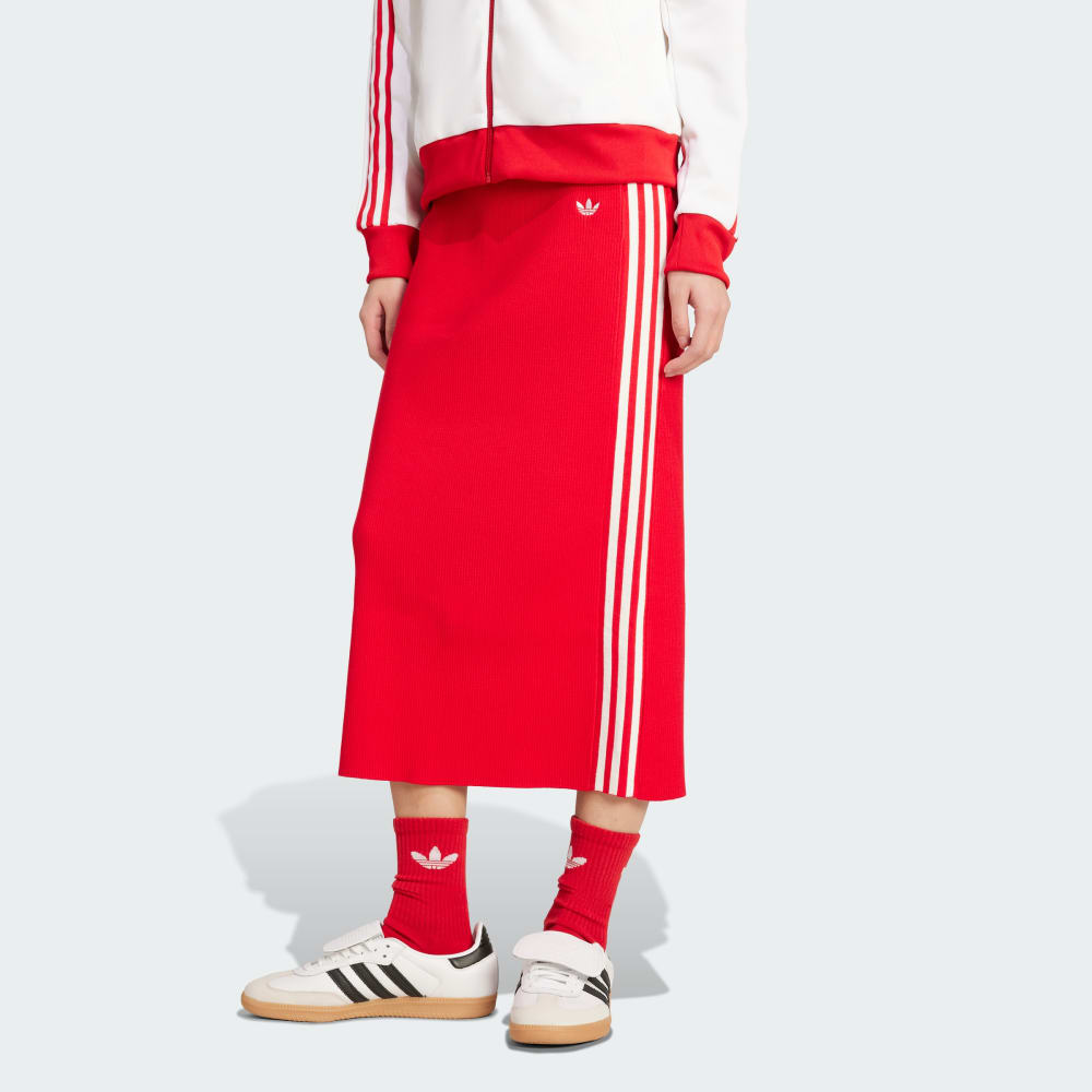 

Юбка Adidas Adicolor Knit 3-Stripes Skirt, цвет Better Scarlet