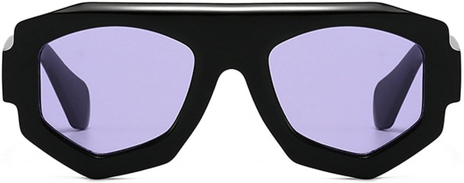 

Ретро-солнцезащитные очки в стиле 70-х для женщин и мужчин, винтажные, модные, массивные, шестиугольные, модель 2025, большие, синие, с защитой от УФ-излучения UV400 mincl, Black Purple