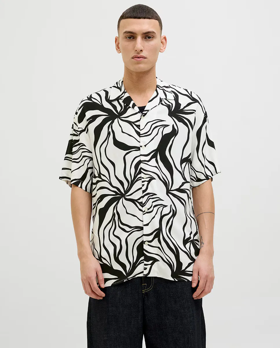 

Мужская рубашка с коротким рукавом и принтом Jack & Jones, черный