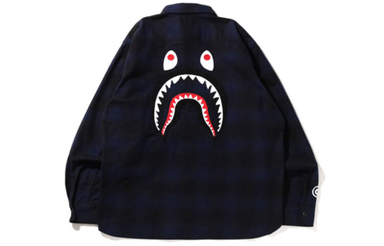 

Рубашка свободного кроя из фланели BAPE Check Shark темно-синяя A Bathing Ape, красный