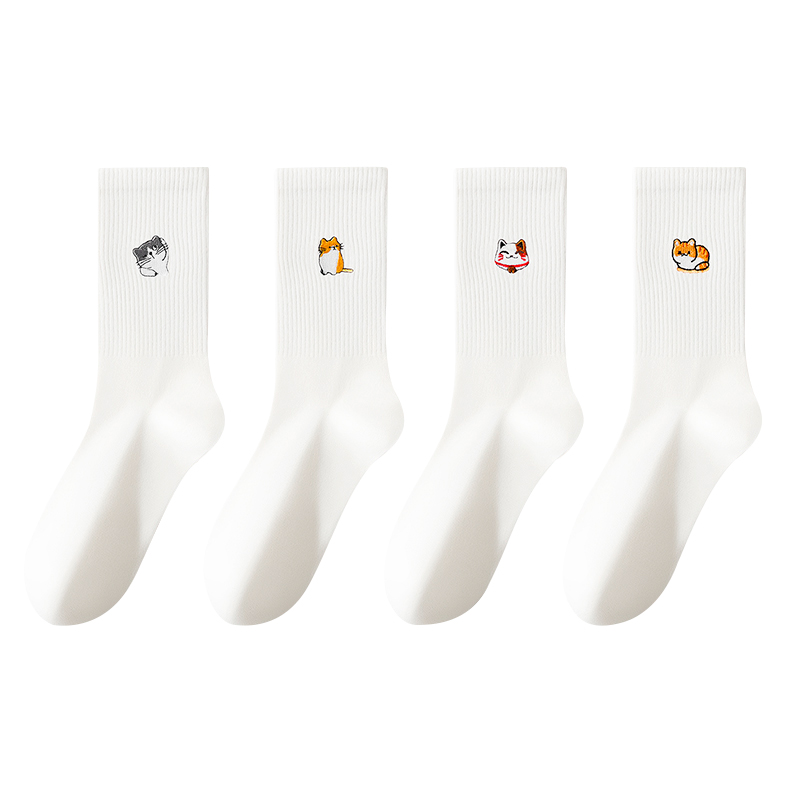 

Носки унисекс до середины голени MIIOW, 4 Pack (Ginger Cat+Lucky Cat+Question Cat+Yellow Cat)