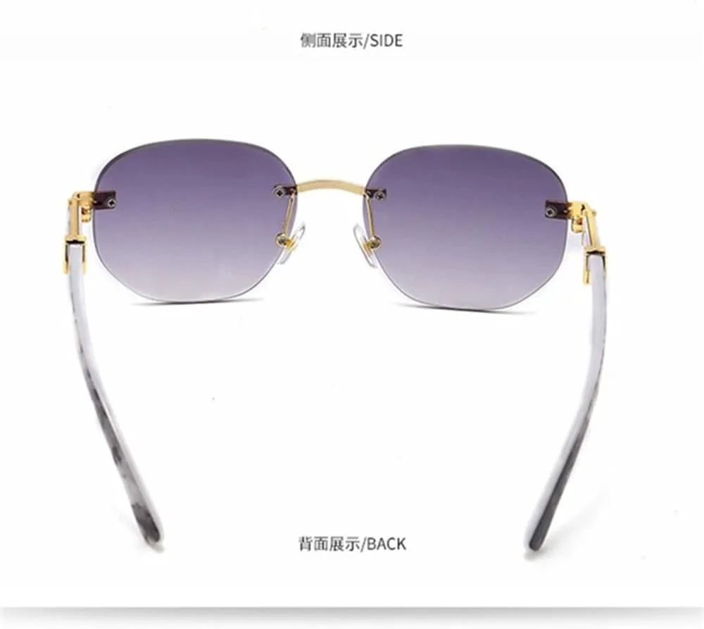 

Солнцезащитные очки Ellipse без оправы для мужчин, в стиле хип-хоп, женские очки с защитой от УФ-излучения UV400, с текстурой мрамора, винтажные VFDHN, 4