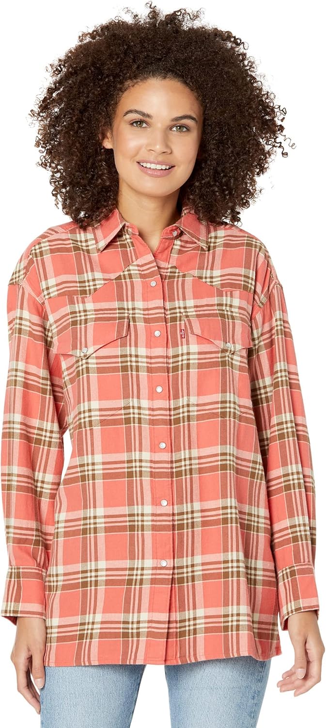 

Женская рубашка Levi's Dylan в стиле вестерн, Kelsey Plaid Burnt Sienna