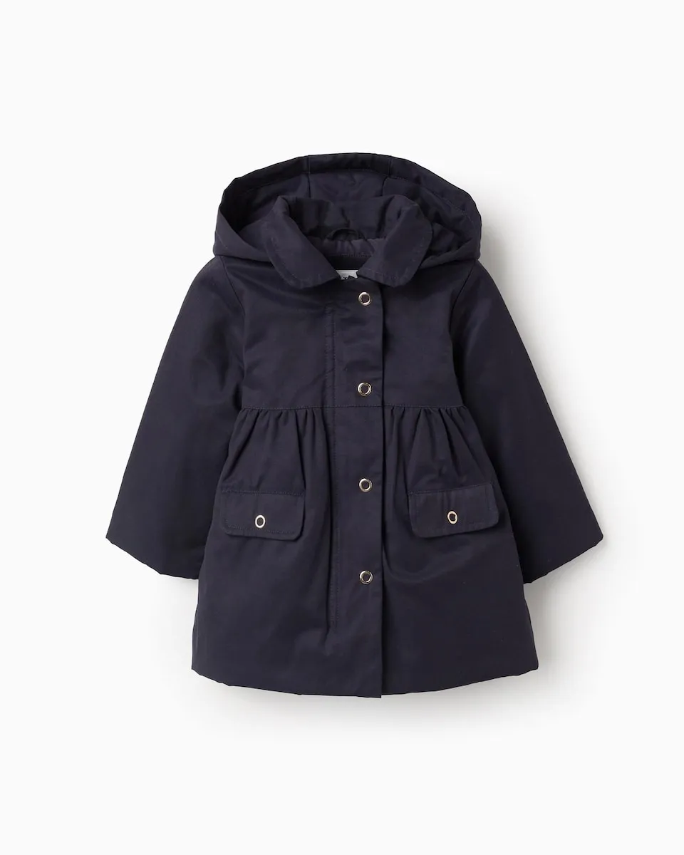 

Стеганая детская парка для девочки с съемным капюшоном Zippy, темно-синий