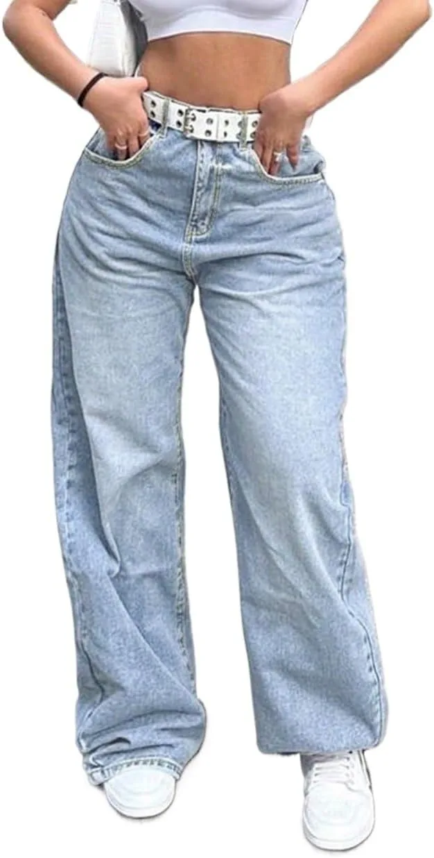 Женские классические джинсы Loose Straight Leg Stacked Generic, Light Wash