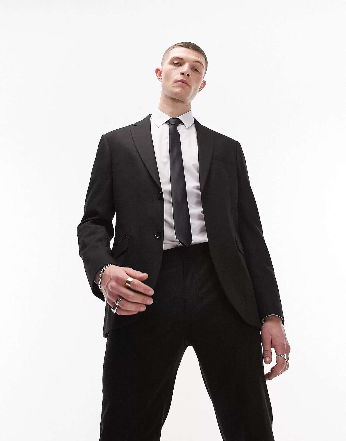 

Черный узкий фактурный пиджак Topman