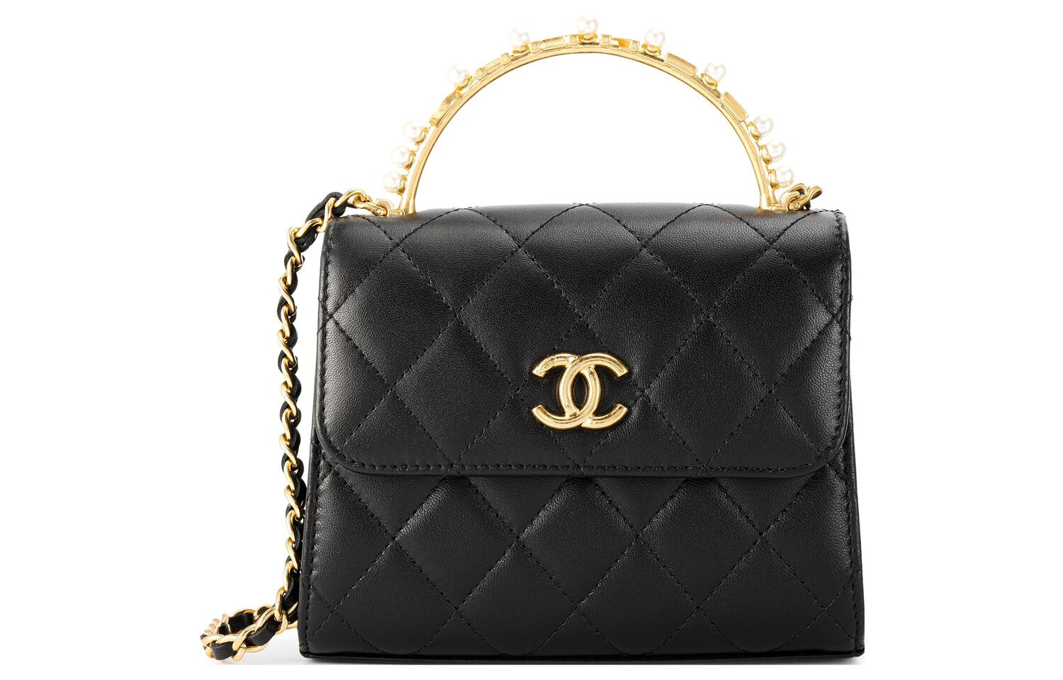 CHANEL Маленькая квадратная сумка через плечо из овчины — фото 2