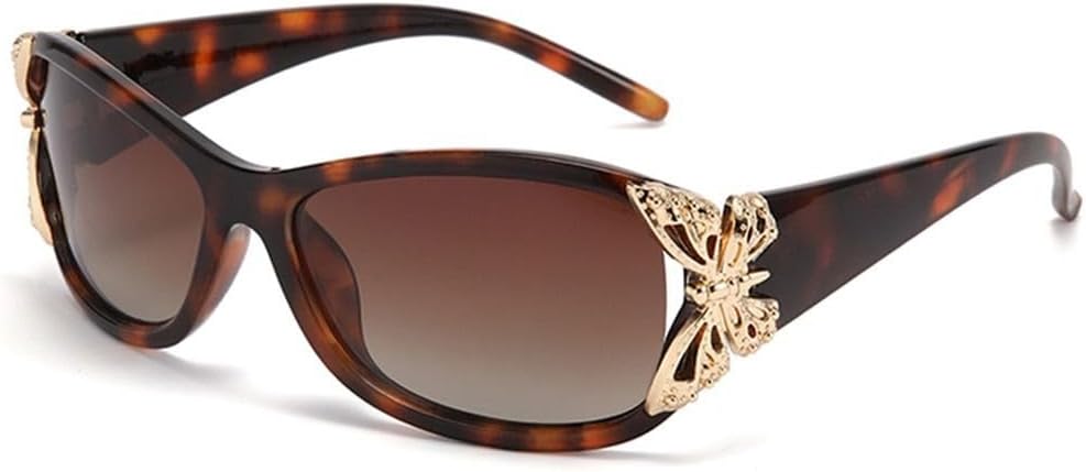 

Поляризованные солнцезащитные очки с обтекаемой формой, дизайном «бабочка», защитой от УФ-излучения UV400, спортивные солнцезащитные очки с козырьком Y2K для вождения и рыбалки KTUCN, Leopard