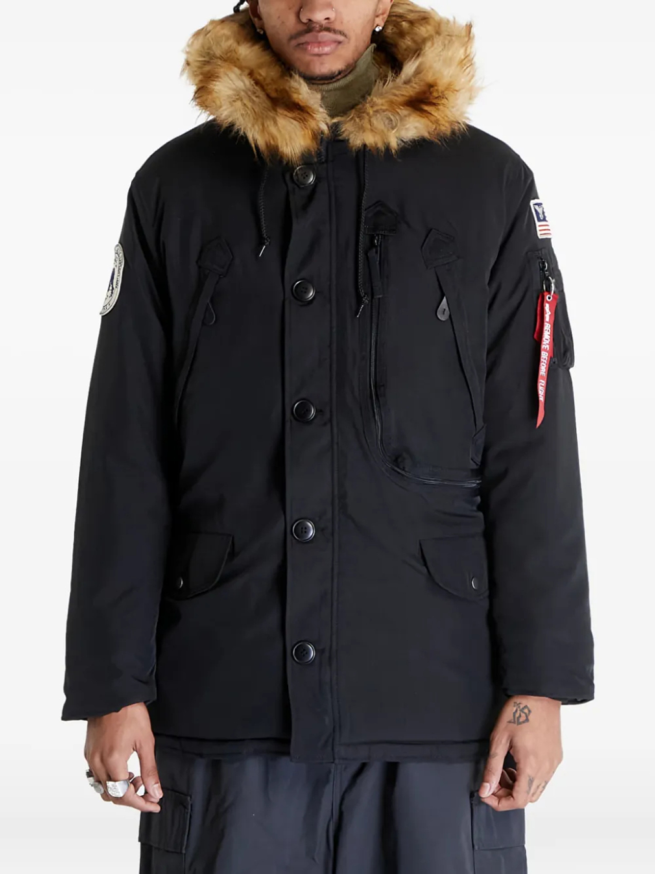 

Куртка с капюшоном из искусственного меха Alpha Industries, черный