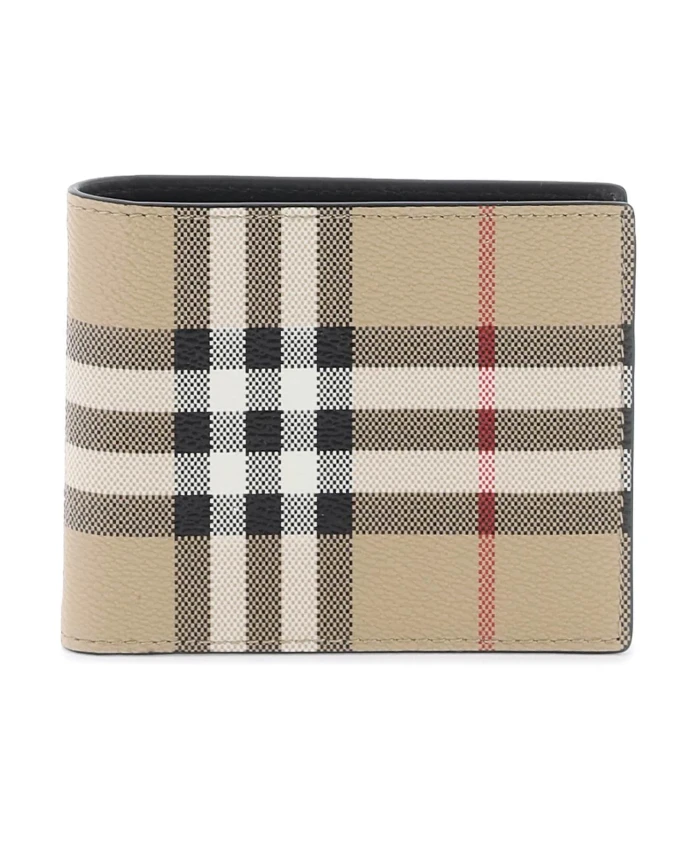 

Двойной кошелек с клетчатым узором Burberry, бежевый