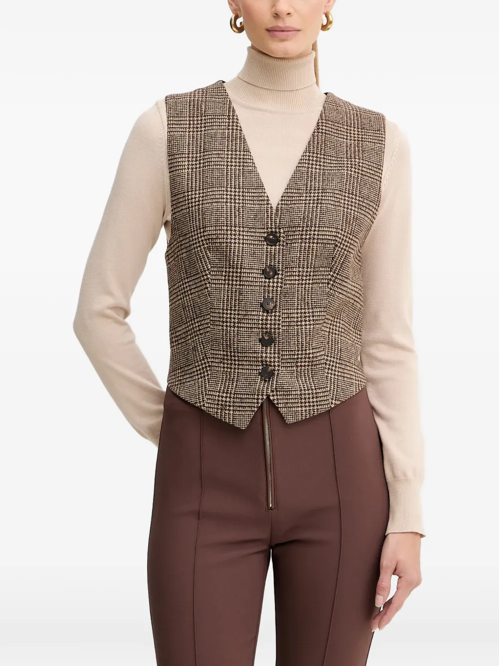 

Клетчатый жилет Soffiato на пуговицах Luisa Spagnoli, коричневый