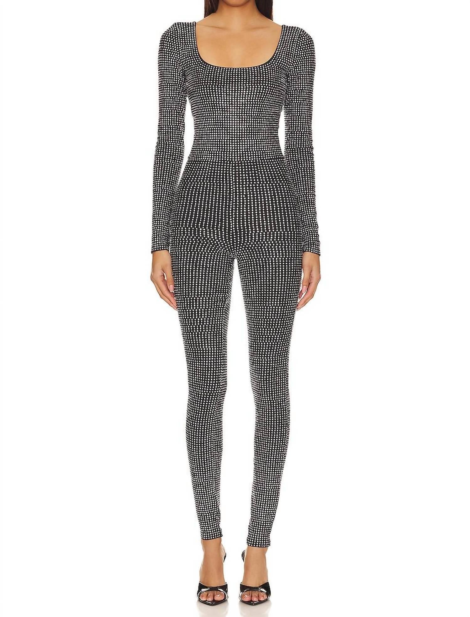 

Кристальный комбинезон в черном цвете GOOD AMERICAN