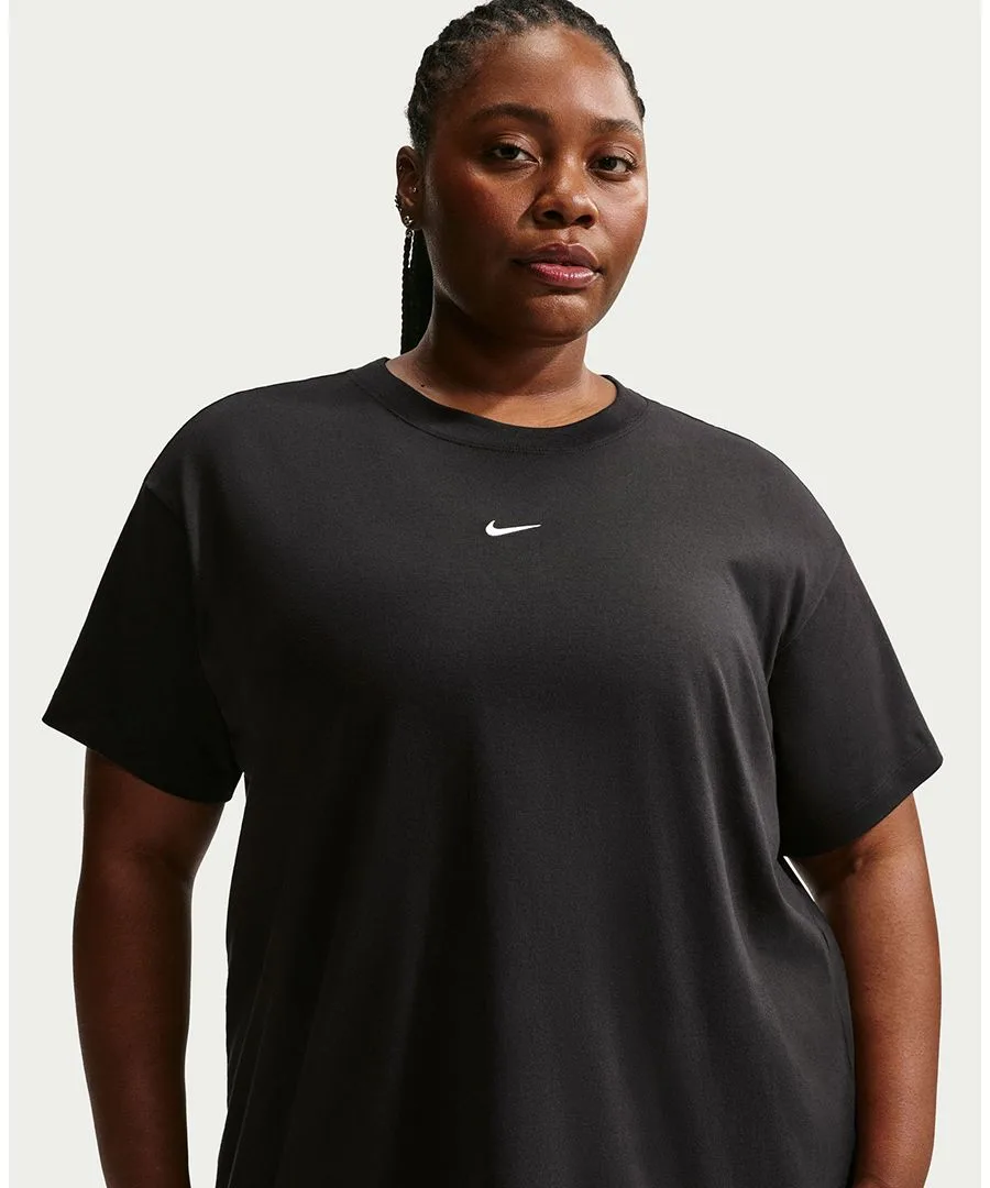 Спортивная футболка больших размеров с коротким рукавом оверсайз Nike, черный/белый