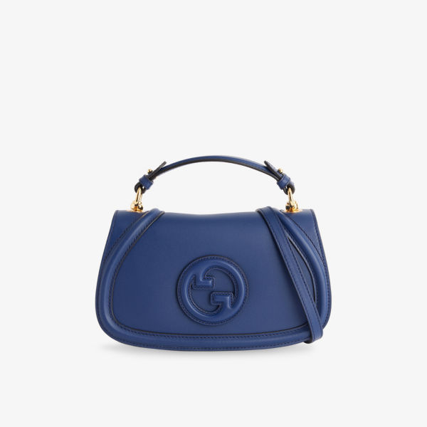 

Средняя кожаная сумка Blondie с верхней ручкой Gucci, синий